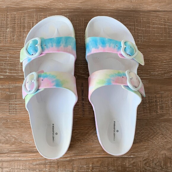 Stoney Clover Lane x Target rainbow tie dye slide sandals - Picture 3 of 8
